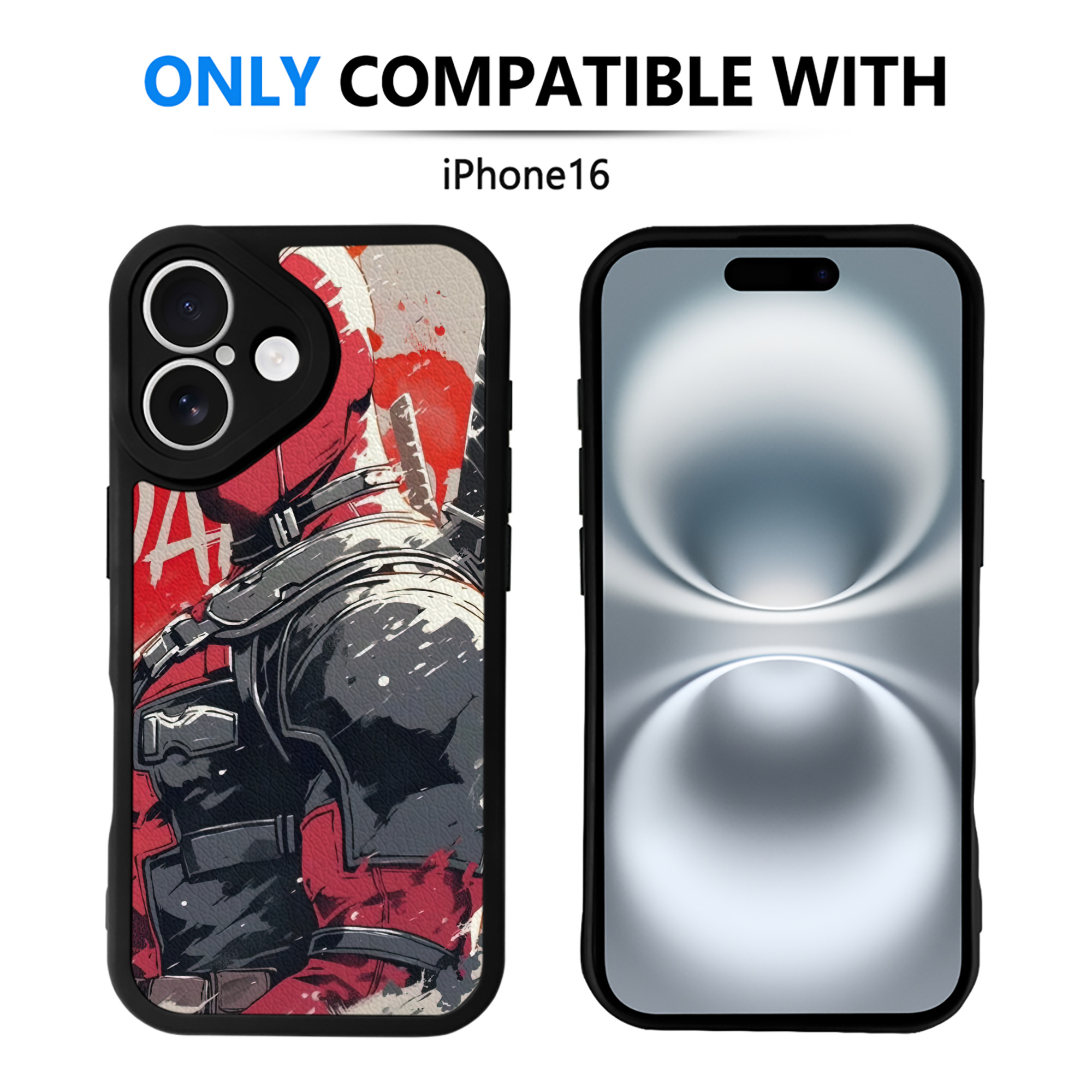 （画像用） Deadpool デッドプール 【iPhone 16シリーズ対応】シリコンスマホケース（レザー調） 材質：シリコン